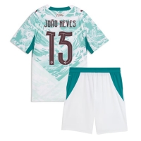 Camiseta Portugal Joao Neves #15 Segunda Equipación Replica Mundial 2026 para niños mangas cortas (+ Pantalones cortos)